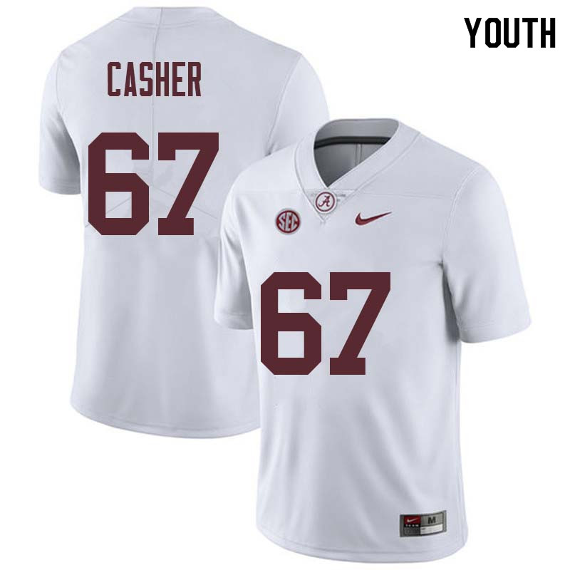 Alabama Crimson Tide Youth Josh Casher #67 White NCAA Nike Authentic Stitched College Football Jersey VA16M22CI